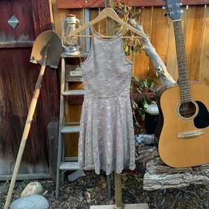 Honey and Rosie Champagne Sparkly Lace Dress.